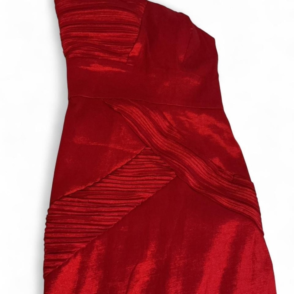 Windsor Strapless Gown Womens S Red Pleated Ruched Formal Dress‎